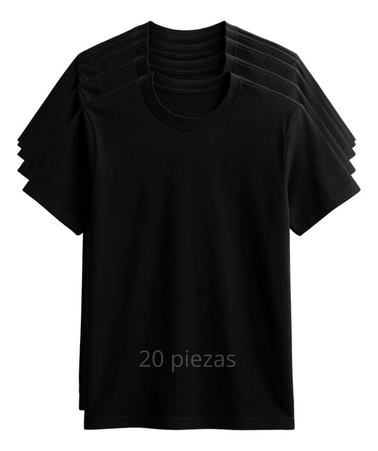 Playeras Negras Lisas Para Sublimar Mayoreo 20 Piezas Unisex